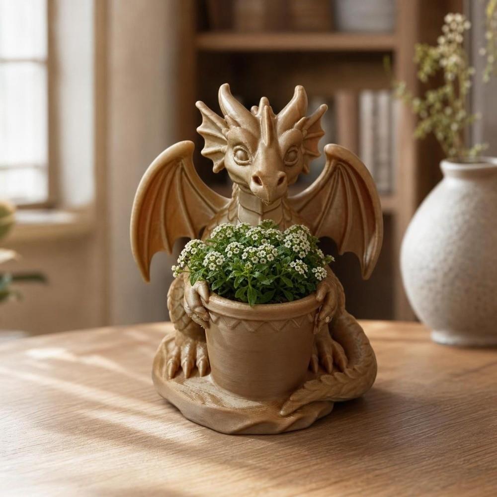 3D Printed Succulent Plant Flowerpot Gothic Style Desktop Ornaments Dragon Planter Pot Table