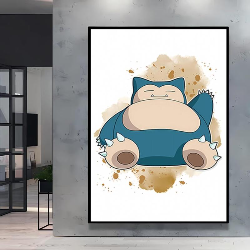 Canvas Art Watercolor Themed Walls Painting Pokemon Snorlax Comics Pictures Modern Home Waterproof Children Room Decor Gifts