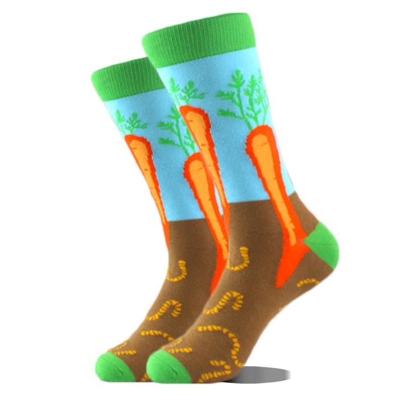 Happy Funny Socks Men Animal Lion Sloth Shark Crazy Design Sokken Unisex Novelty Violin Carrot Crew Skateboard Calcetines Hombre