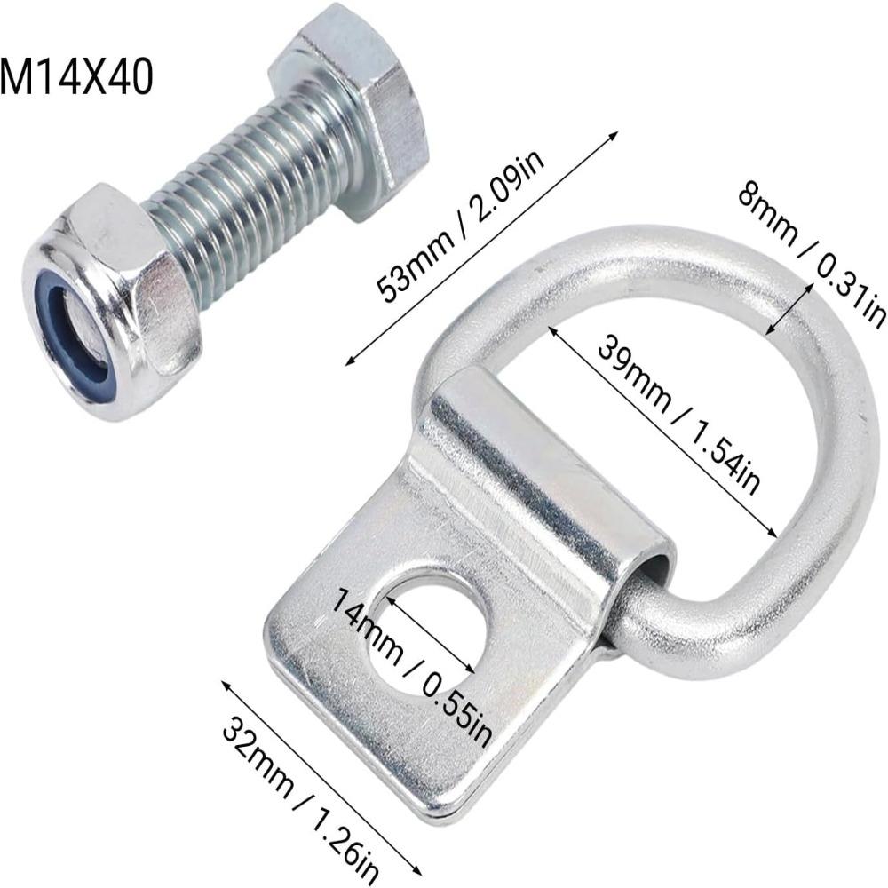 2PCS Heavy Duty Cargo Fixed Hook 14mm Hole Trailer Pull Ring Durable Trailer Ring For Trailers