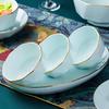 Керамический набор пиал для риса Jingdezhen с золотым ободком