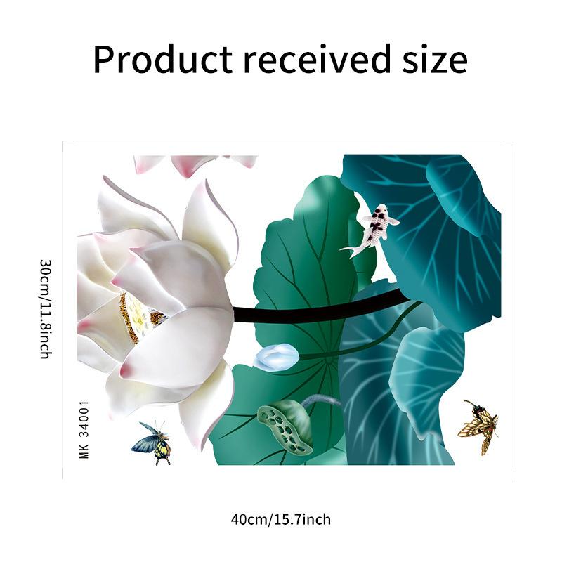1pc Beautiful Lotus Butterfly Toilet Sticker Bathroom Toilet Cover Decorative Sticker Waterproof Self Adhesive