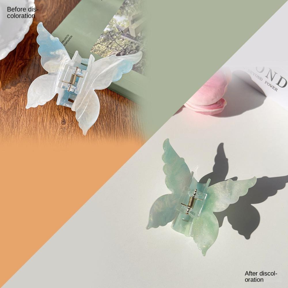 Меняющий цвет ацетат Заколка-бабочка для волос Градиентный цвет Большая заколка-акула Девочка