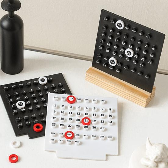 Креативный деревянный календарь с орнаментом в виде круга на 2024 год. Ежегодный календарь. Настольный календарь. Персонализированное украшение для офисного рабочего стола. Реквизит для фотографий.