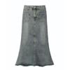 A Large-sized High-waisted Retro Fringed Denim Skirt for Spring, Featuring A New Design Sense Fishtail Skirt and A-line Long Dress