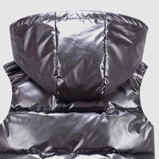 Women Winter Vest Solid Color Hooded Warm Elastic Hem Pockets Bright Color Quilted Vest Waistcoat