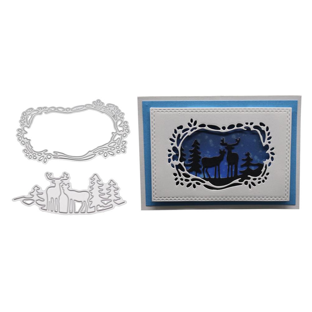 Овальная рамка Рождественский олень Металлический серебристый трафарет Тиснение Вырубные штампы для скрапбукинга Бумага Альбом Изготовление открыток