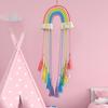 Hanging Ornament Boho Rainbow Macrame Wall Hanging with Tassels Hand Woven Clip Holder Creative Home Decoration Hanging Ornament