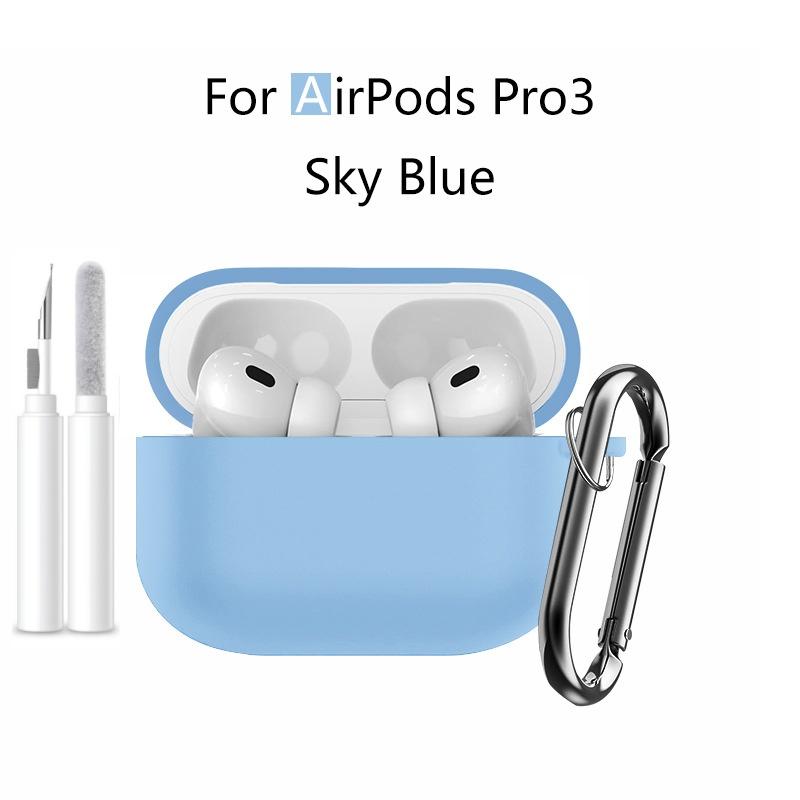 Новый 2025 Чехол для Apple Airpods Pro 3 Мягкий силиконовый Полная защитная крышка с чистящим набором и брелком для чехла Airpods Pro 3