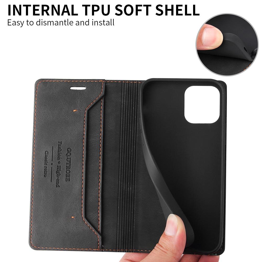 Ретро чехол-книжка для iPhone 16 15 13 14 11 12 Pro XR XS Max SE 7 8 Plus 16E Кожаный держатель Стоящий Сильный Магнитный Кошелек Чехол