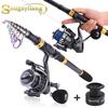 Fishing Rod Reel Set Carbon Fiber Telescopic Rod Full Metal Reel Set for Sea Boating Outdoor Fishing