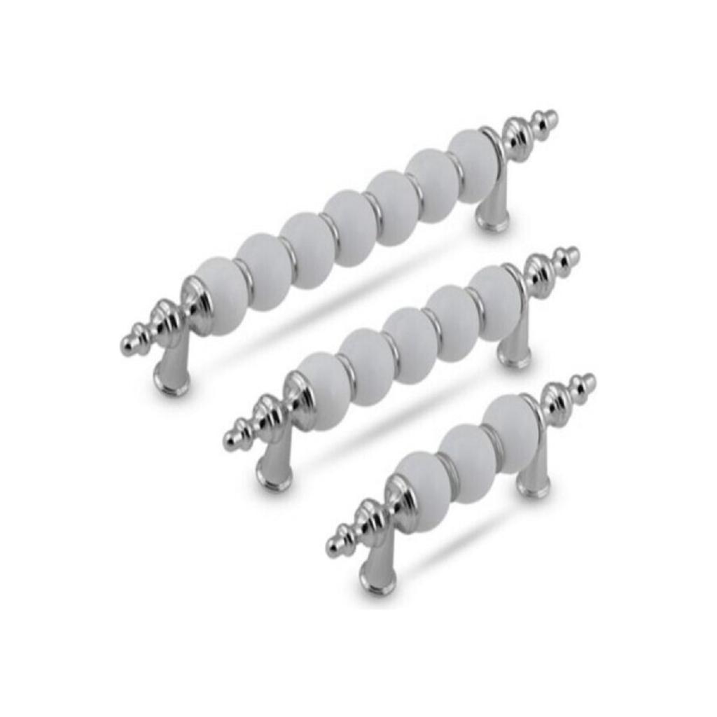 Полимерные бусины, роскошные современные ручки для ящиков шкафа (224 мм) Хромированный шарик