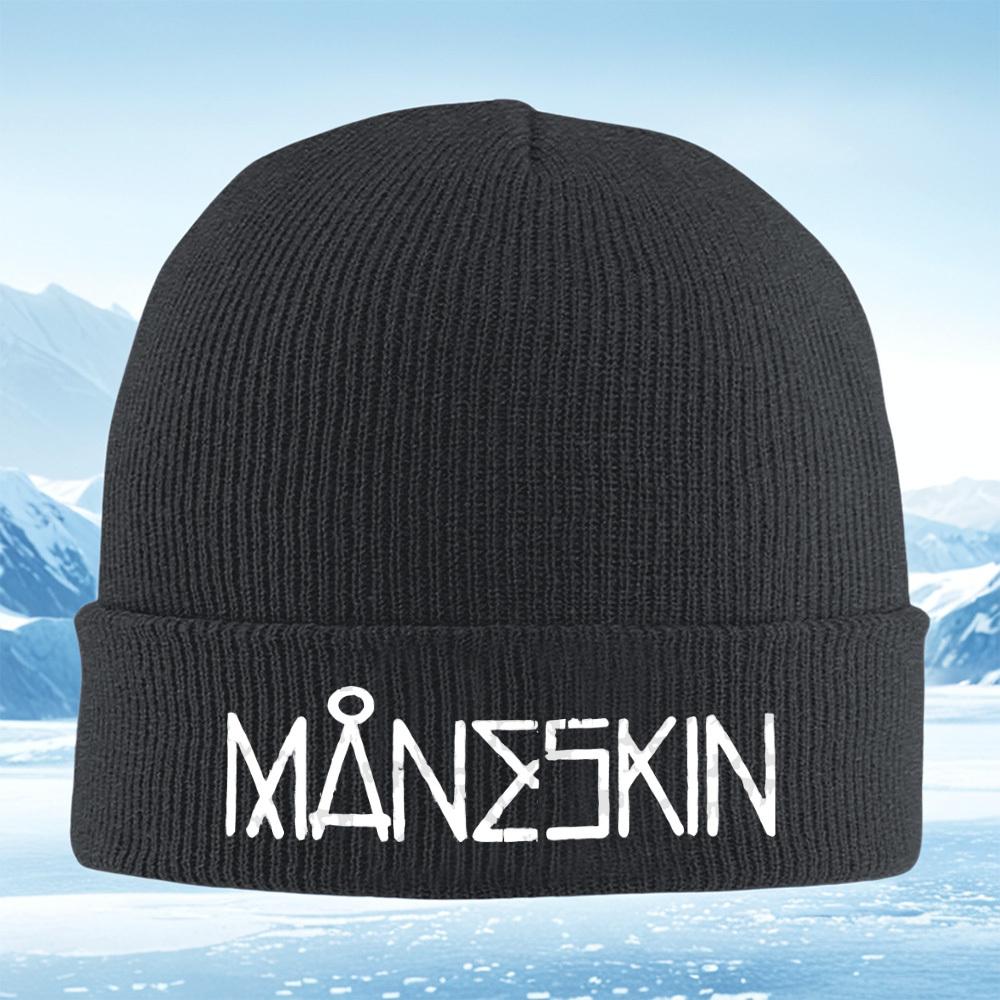 White bold text on black background Men Women Unisex Knitted Hat Beanie Pullover Cap Winter Thermal Warm Christmas Outdoor Cycli