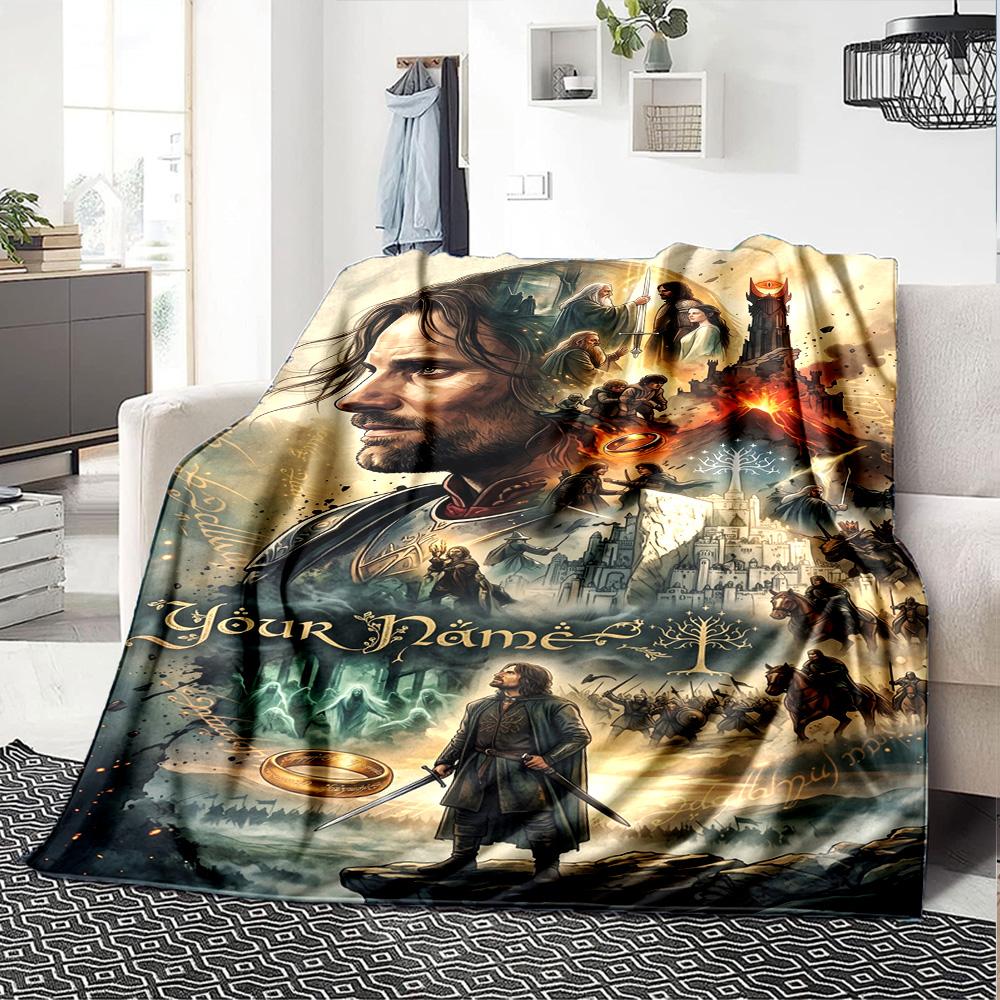 Lord Rings Customize Text Blanket Gift Personalized Blanket Soft & Cozy Throw For Office Nap Sofa Office Chair for All Occasions