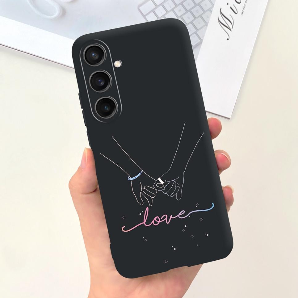 Для Чехла Funda Samsung A35 5G Case SM-A356E Пара Любовь Сердце Цветок Кошка Рисунок Задняя Крышка Для Samsung Galaxy A35 5G Etui