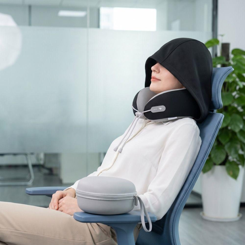 Ice Silk Ergonomic Neck Pillow Soft Travel Pillow Nap Hooded Neck Pillow Airplane