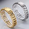 Man Bracelets for Men Gold Color Stainless Steel 16MM Width Heart Shape Chain Bracelet Men's On Hand Wrist Jewelry Accessories