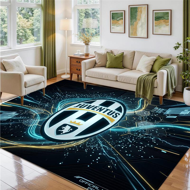 Juventus FC Design Crystal Velvet Rug Soft Decorative Mat for Bedroom Entrance