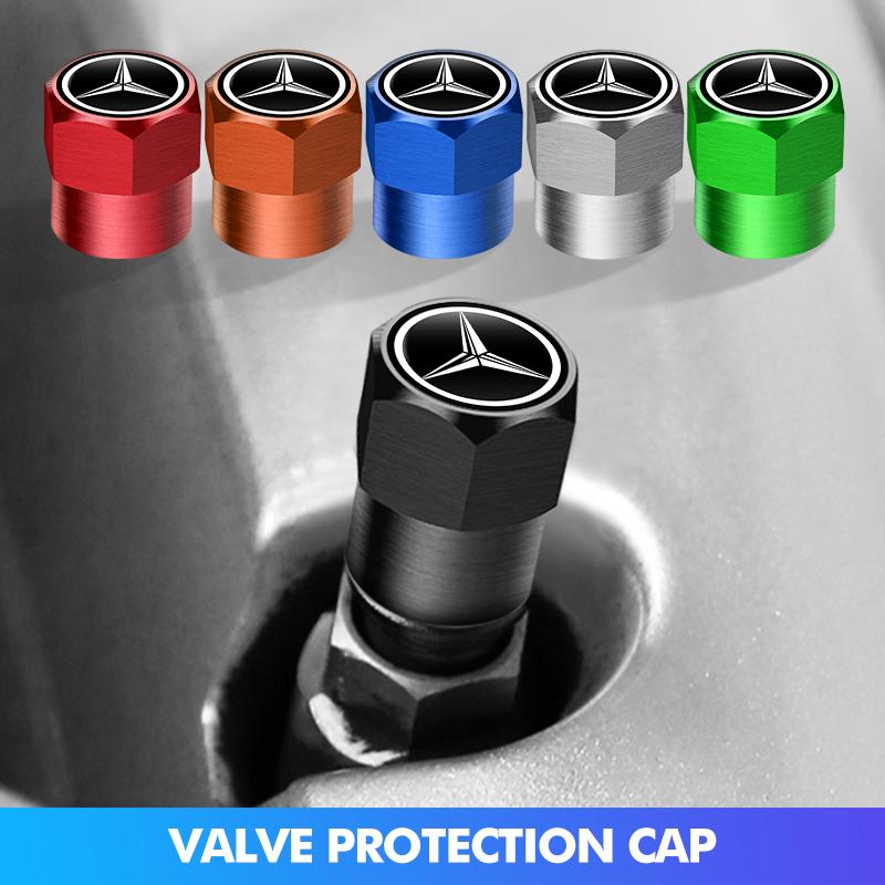 BENZ 4pcs Car Wheel Tire Valve Protection Cap Tyre Dust Cover For Mercedes Benz AMG A C E S G Class W201 W210 W108 W204 W205 W203
