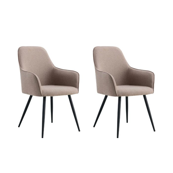 Lot de 2 fauteuils repas 65x57x87 cm en tissu sable et métal noir - NYLA