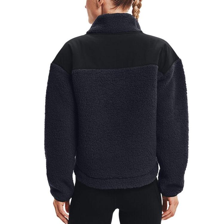 Under Armour Fleece High Collar Training Sports Jacket Women Jackets Black Purple 1366951-590