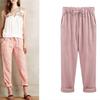 Летние ретро хлопковые льняные повседневные брюки женские большие размеры тонкие свободные девятиминутные брюки