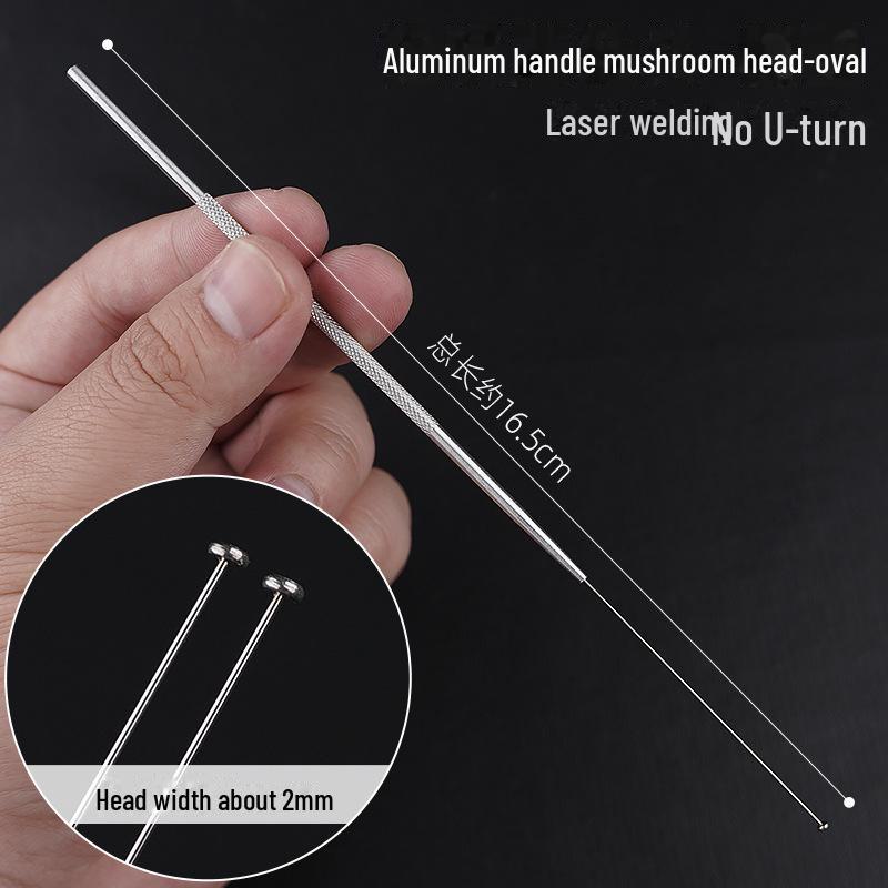 Набор инструментов для чистки ушей с алюминиевой ручкой: Большие и маленькие ложки-сверла, лопатка, ватная палочка, крючок для ушной серы, грибовидный сверло.