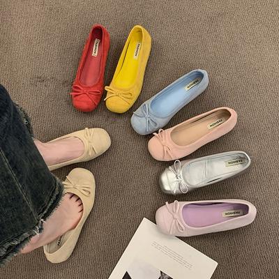 Внутреннее увеличение высоты 3 см вечерний бриз нежный бант балетные шапочки обувь мягкая подошва толстая подошва плоская подошва бабушка ледишуз одинарная обувь