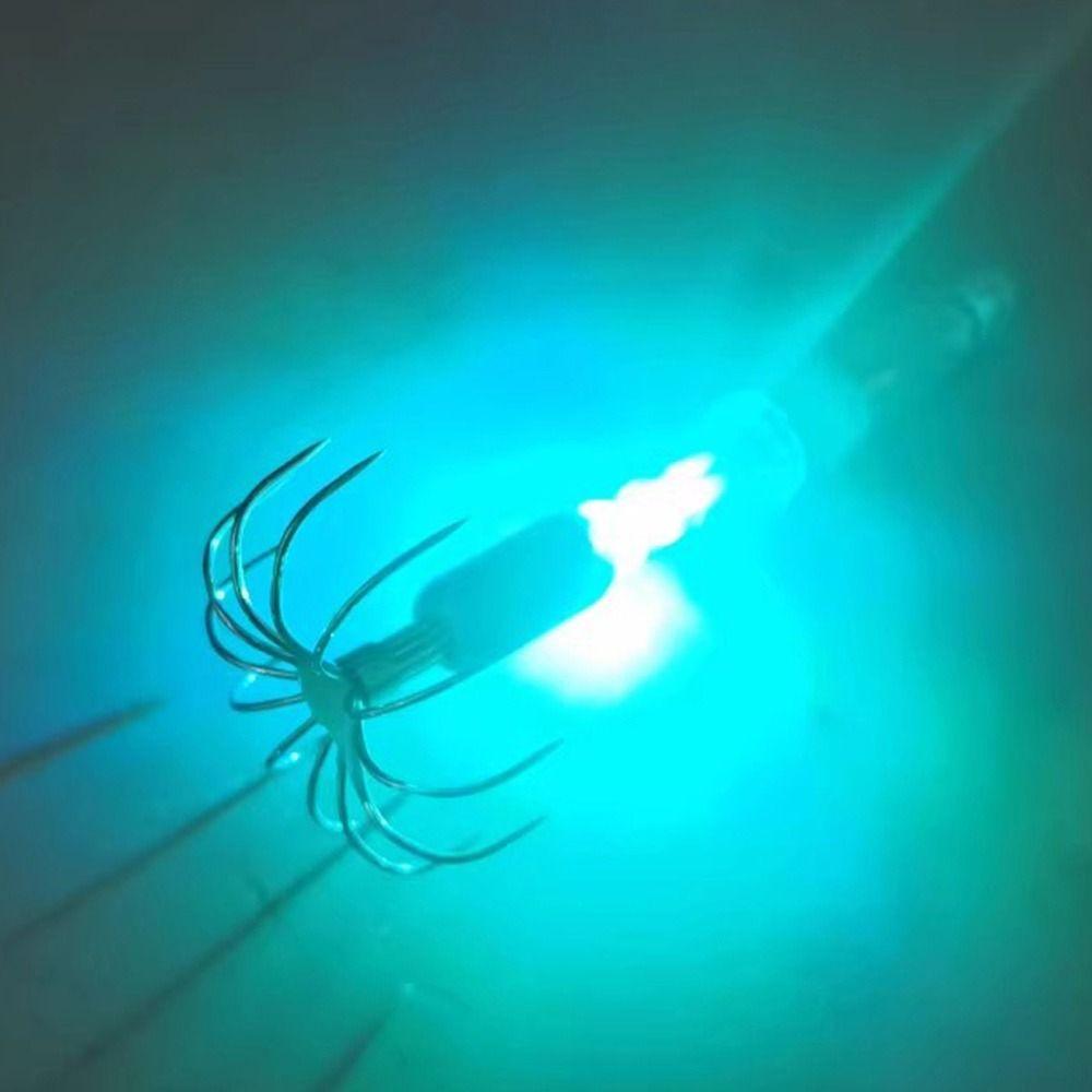 Светодиодная приманка в форме ромба с крючком, разноцветный рыболовный крючок для кальмара, портативный рыболовный фонарик