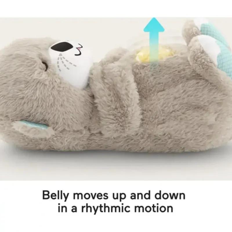 Baby Breathing Bear Baby Soothing Otter Plush Doll Toy Baby Kids Soothing Music Sleeping Companion Sound and Light Doll Toy Gift