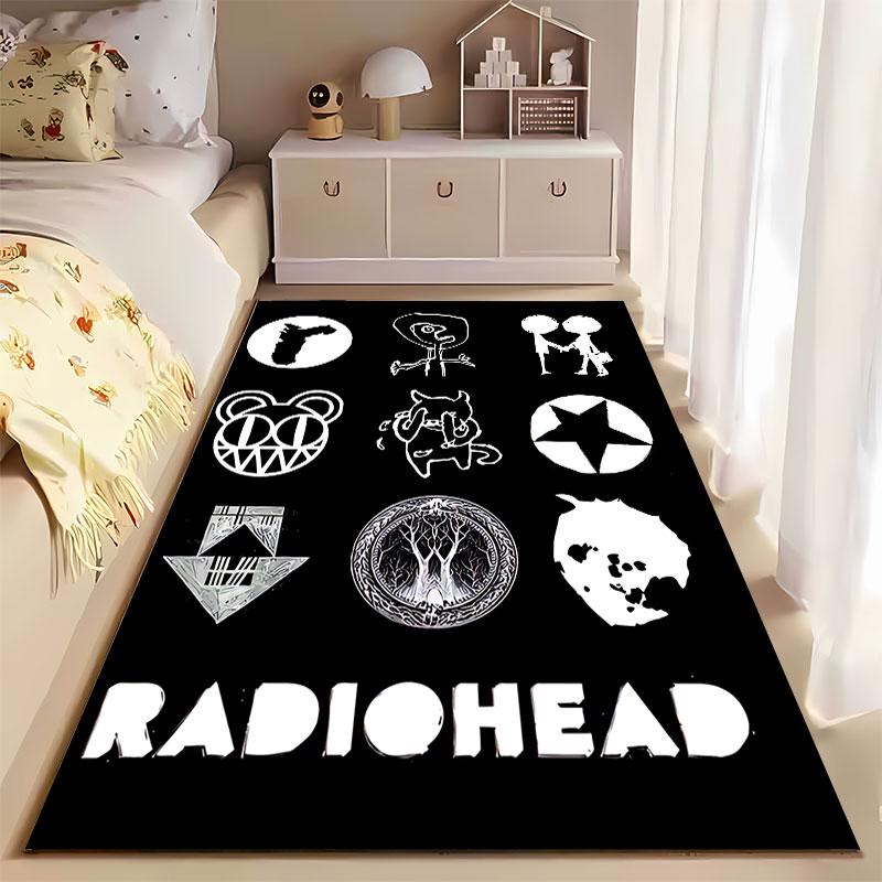 """Дизайн логотипа группы Radiohead" подходит в качестве нескользящего коврика для дивана в гостиной или спальне"""