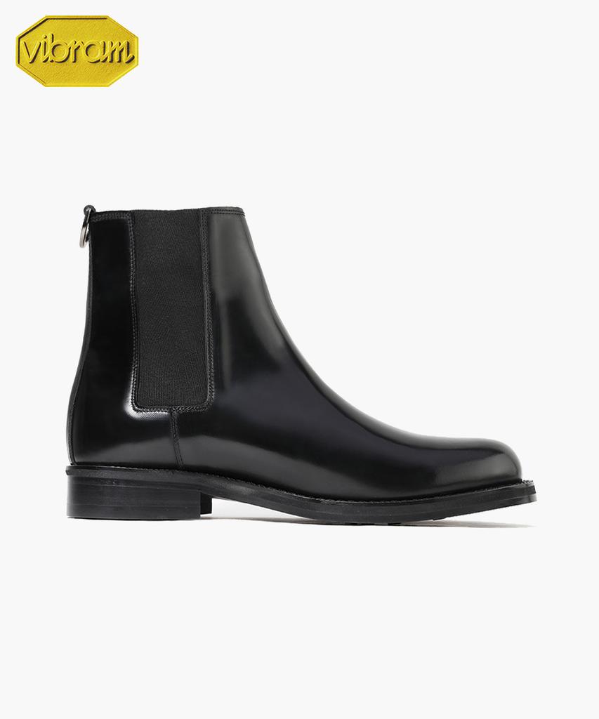 Firenze Atelier [Vibram] Wide Round Toe Slim Banding Chelsea Boots 8122 [Black Box]