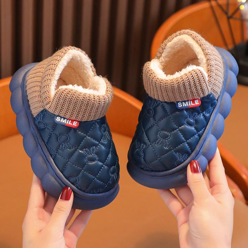 Детские водонепроницаемые хлопковые туфли с бархатной подкладкой - нескользящий дизайн с изображением мультяшного кролика для мальчиков и девочек