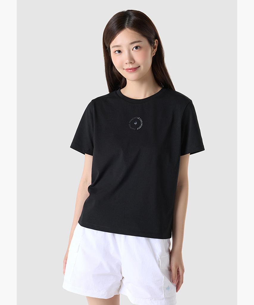 Женская хлопковая футболка LECOQ в стиле athleisure, классический крой - Черная (Qq322Ors81)