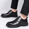 Brand Men's Dress Shoes Fashion Genuine Leather Men Business Flat Shoes Black Breathable Men Formal Office Working Shoes