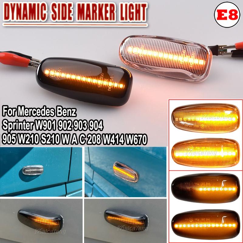 2x LED Dynamic Side Marker Sequential Turn Signal Light For Mercedes-Benz E-Class W124 V-Class W638 C-Class W202 Sprinter W901