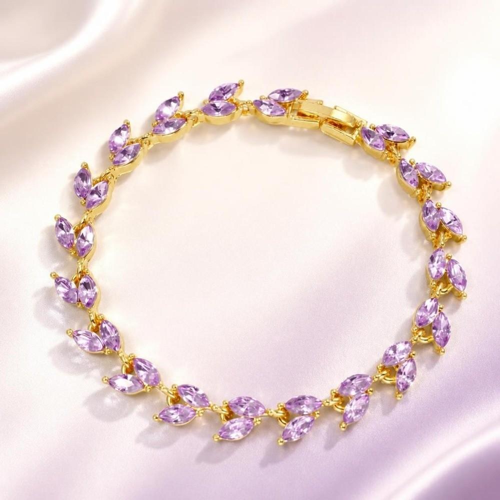 Colored Zircon Chain Bracelet Light Luxury Hand Jewelry Unique Women Bracelet Daily Wear