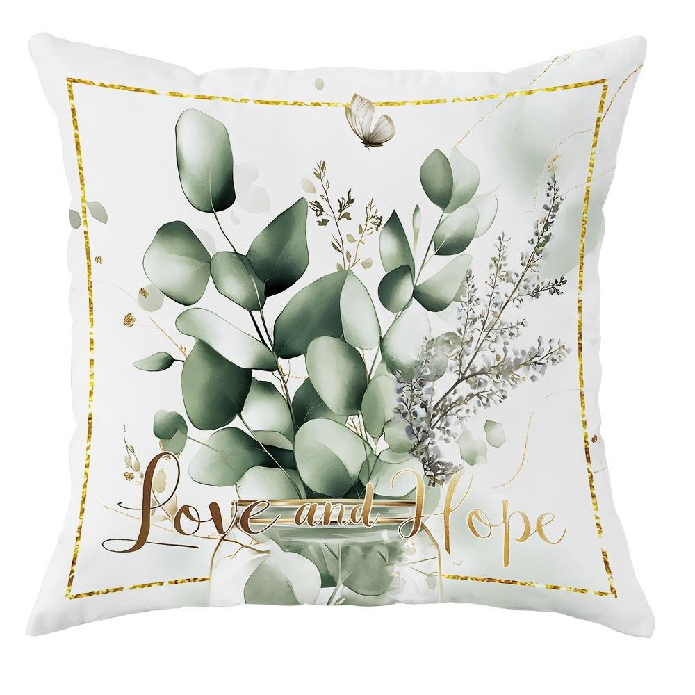 Eucalyptus & Inspirational Quote PillowcasesLiving Room Sofa Cushion Cover, Soft and Comfortable, Bedroom Room Decoration