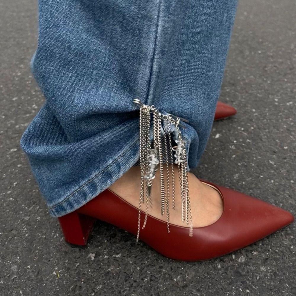 Detachable Pearl Bow Brooch Tassel Jean Fit Tighten Buckle Fixed Clothes Pin Clothing Accessories