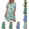 Женское повседневное модное платье с V-образным вырезом и коротким рукавом с гавайским принтом и карманом