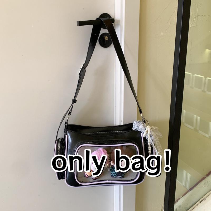 Women's Transparent Ita Bag Large Capacity Crossbody Shoulder Bag Cute Anime Style With Clear Window Fashion Satchel Display Bag