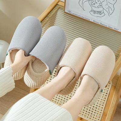 Осень и зима домашние в помещении в японском стиле мужские и женские флисовые тапочки-мешки с мягкой подошвой бесшумные для пола парные хлопковые тапочки