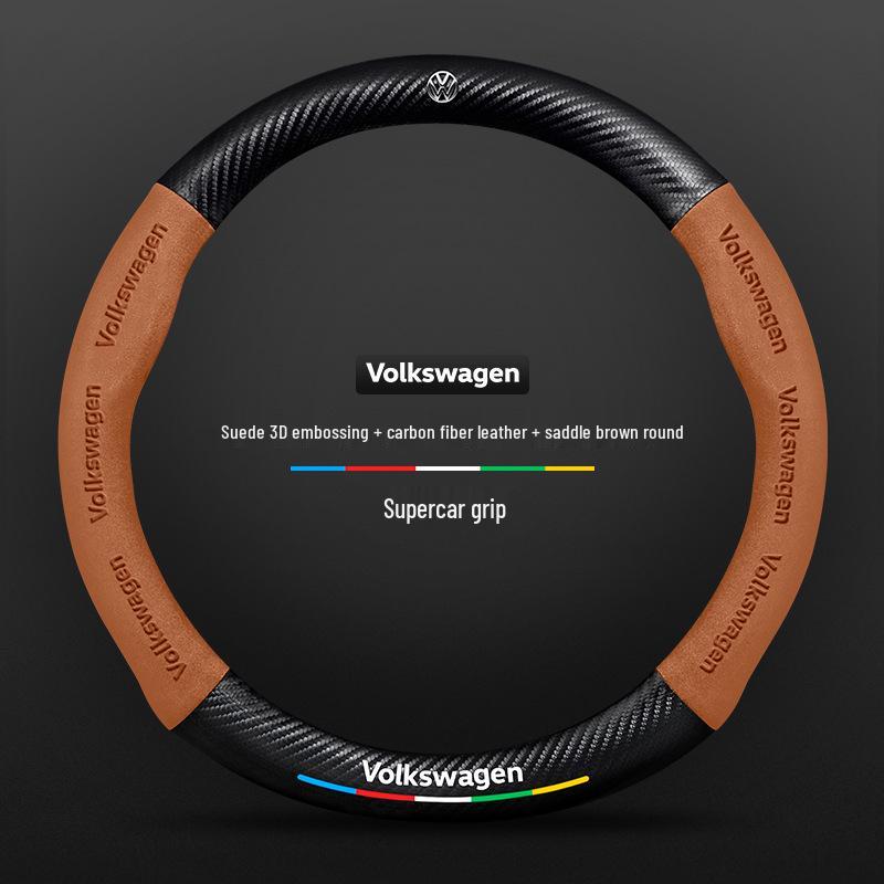 Чехол на руль Volkswagen Golf для моделей 2010-2023 гг.: Замша и Углеродное Волокно, Совместимо с R-Line и 8-м Поколением