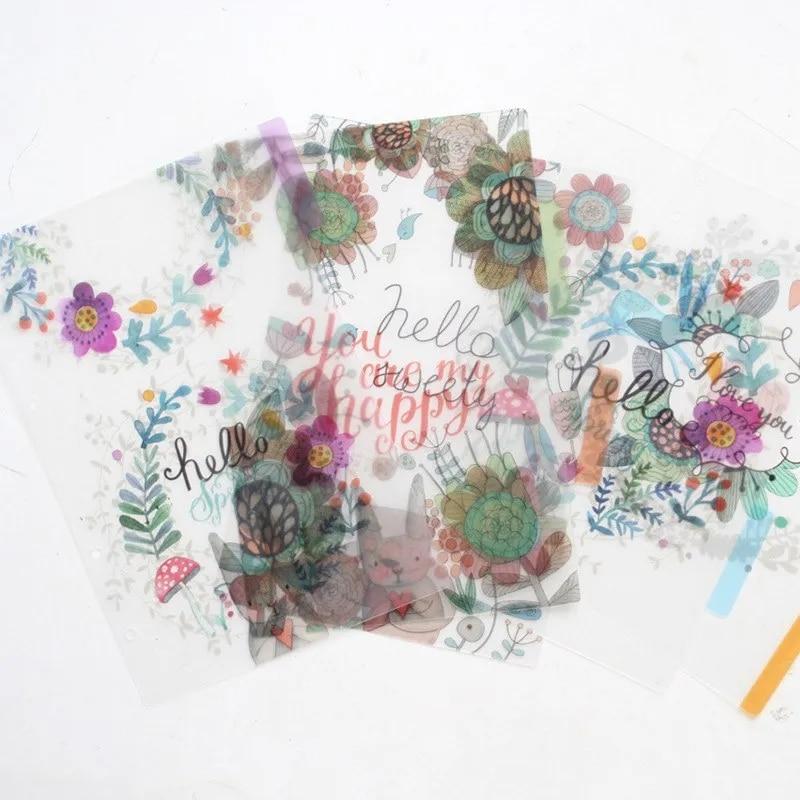 5 шт./лот A5 A6 индексные страницы для 6-луночного блокнота с разделителями из полипропилена, милые мультяшные животные, канцелярские принадлежности, аксессуары