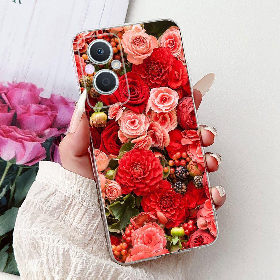 For OPPO Reno7 Z 5G / Reno8 Z 5G Elegant Floral Butterfly Phone Case For Oppo Reno 7Z 8Z 5G Soft Silicone TPU Cases