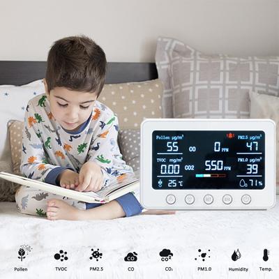2,4 ГГц Wi-Fi монитор качества воздуха 8-в-1 CO2/CO/PM2.5/PM1.0/TVOC/пыльца/температура и влажность
