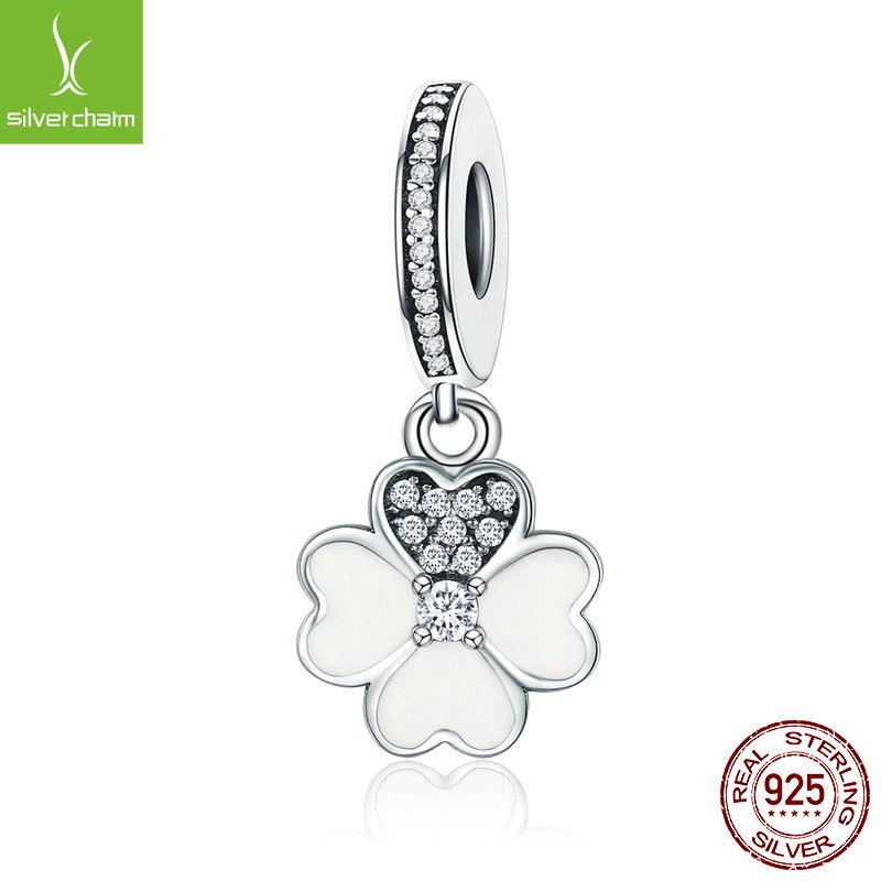 European-American Style DIY S925 Silver Lucky Clover Bracelet with Four-Leaf Clover Pendant (SCC259)