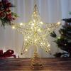 LED Star Christmas Tree Topper Glitter Gold Metal Star Light Ornament Battery
