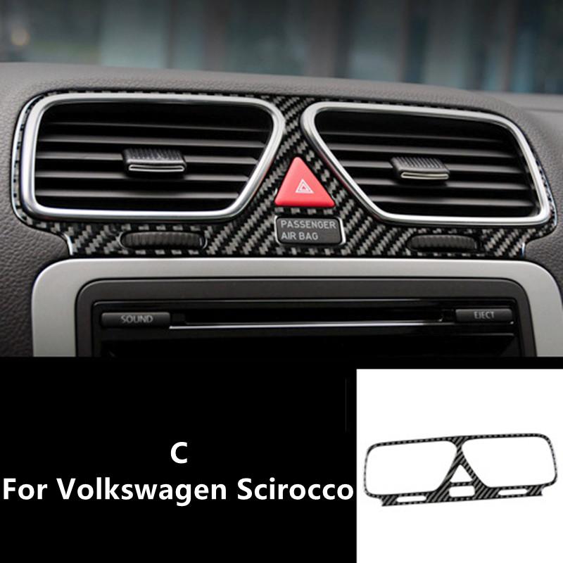 Углеродное волокно, полоски для внутренней отделки салона автомобиля для Volkswagen VW Scirocco, центральная консоль, рамка переключения передач, наклейка на панель автомобиля