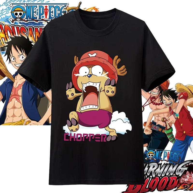 Хлопковая футболка оверсайз с принтом персонажей аниме One Piece для мужчин и женщин, удобная, в стиле Y2K, детская одежда, летняя футболка